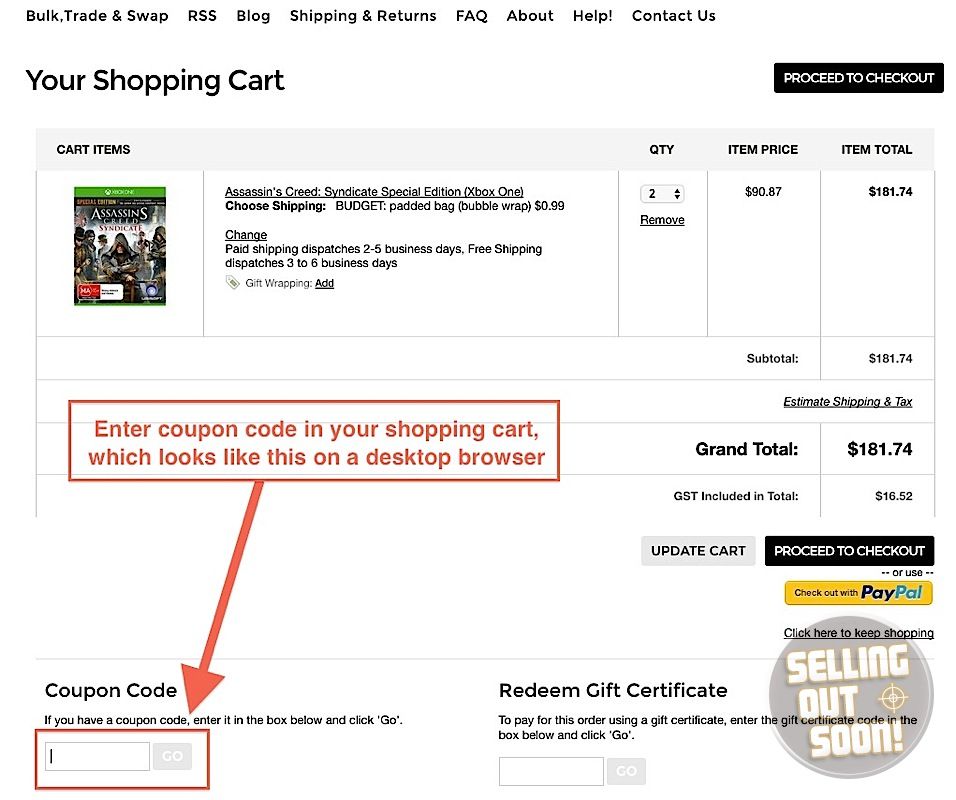 Coupon Codes how to apply